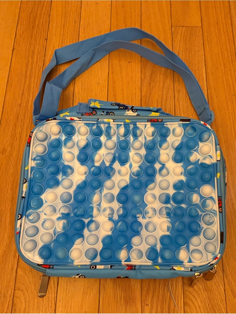 Blue Bubble Pop and emergency vehicle Crossbody Lunch Bag